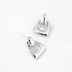 Online Doorknocker Hoop Stud Earrings in Silver 925 Sterling Silver | Earrings