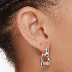 Online Doorknocker Hoop Stud Earrings in Silver 925 Sterling Silver | Earrings