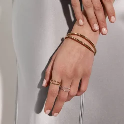 Outlet Double Band Split Bangle in Gold 18k Fine Gold Plated | Bracelets & Bangles