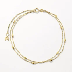 Discount Double Chain Bead Station Bracelet in 10k Gold Bracelets & Bangles | Bracelets