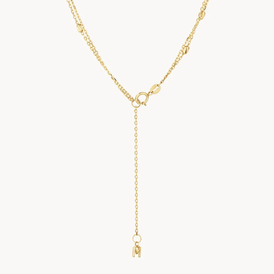Clearance Double Chain Bead Station Necklace in 10k Gold Necklaces & Pendants | Chains