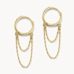 Sale Double Chain Huggie Earrings in 10k Gold 10k Gold | Unisex