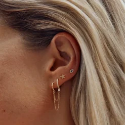 Sale Double Chain Huggie Earrings in 10k Gold 10k Gold | Unisex
