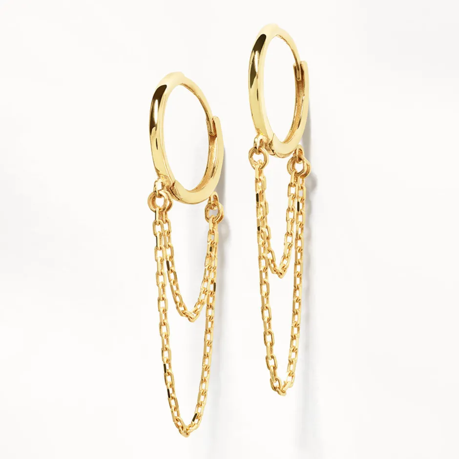 Sale Double Chain Huggie Earrings in 10k Gold 10k Gold | Unisex