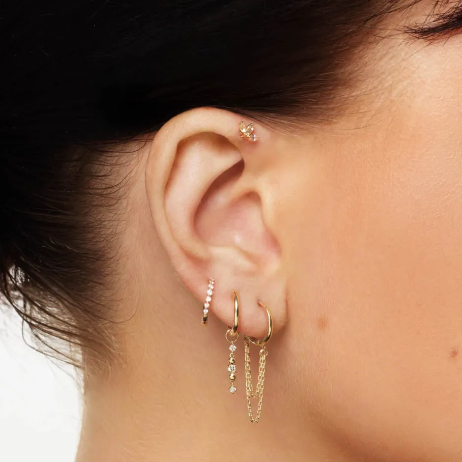 Sale Double Chain Huggie Earrings in 10k Gold 10k Gold | Unisex