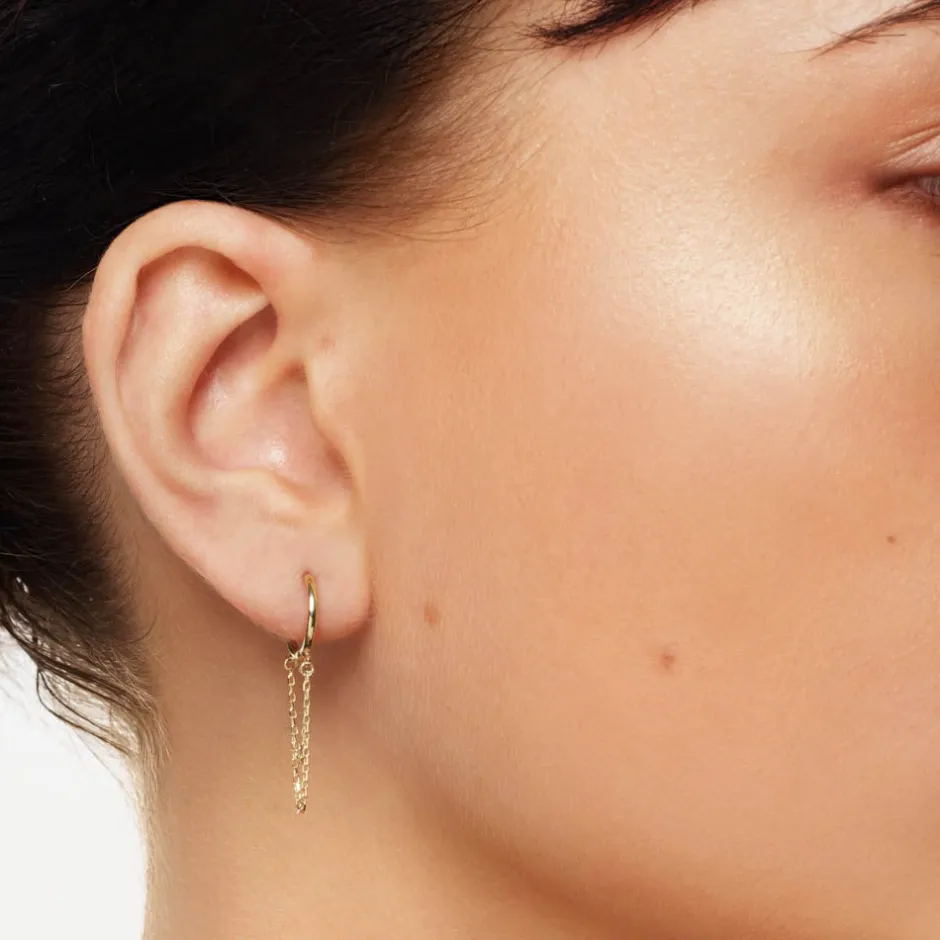 Sale Double Chain Huggie Earrings in 10k Gold 10k Gold | Unisex