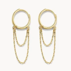 Sale Double Chain Huggie Earrings in 10k Gold 10k Gold | Unisex