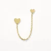 Clearance Double Heart Chain Single Stud Earring in 10k Gold Symbolic Jewellery | Earrings