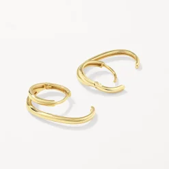 Online Double Lobe Cuff Huggie Earring in 10k Gold 10k Gold | Earrings