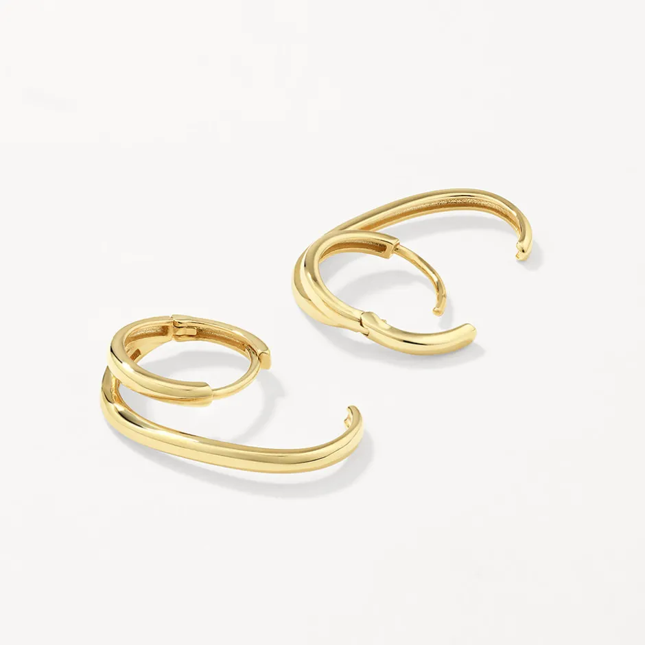 Online Double Lobe Cuff Huggie Earring in 10k Gold 10k Gold | Earrings