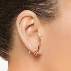 Online Double Lobe Cuff Huggie Earring in 10k Gold 10k Gold | Earrings