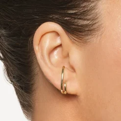Online Double Lobe Cuff Huggie Earring in 10k Gold 10k Gold | Earrings