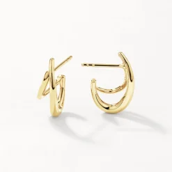 Fashion Double Split Hoop Stud Earrings in Gold 18k Fine Gold Plated | Earrings