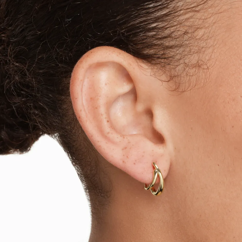 Fashion Double Split Hoop Stud Earrings in Gold 18k Fine Gold Plated | Earrings
