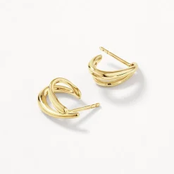 Fashion Double Split Hoop Stud Earrings in Gold 18k Fine Gold Plated | Earrings