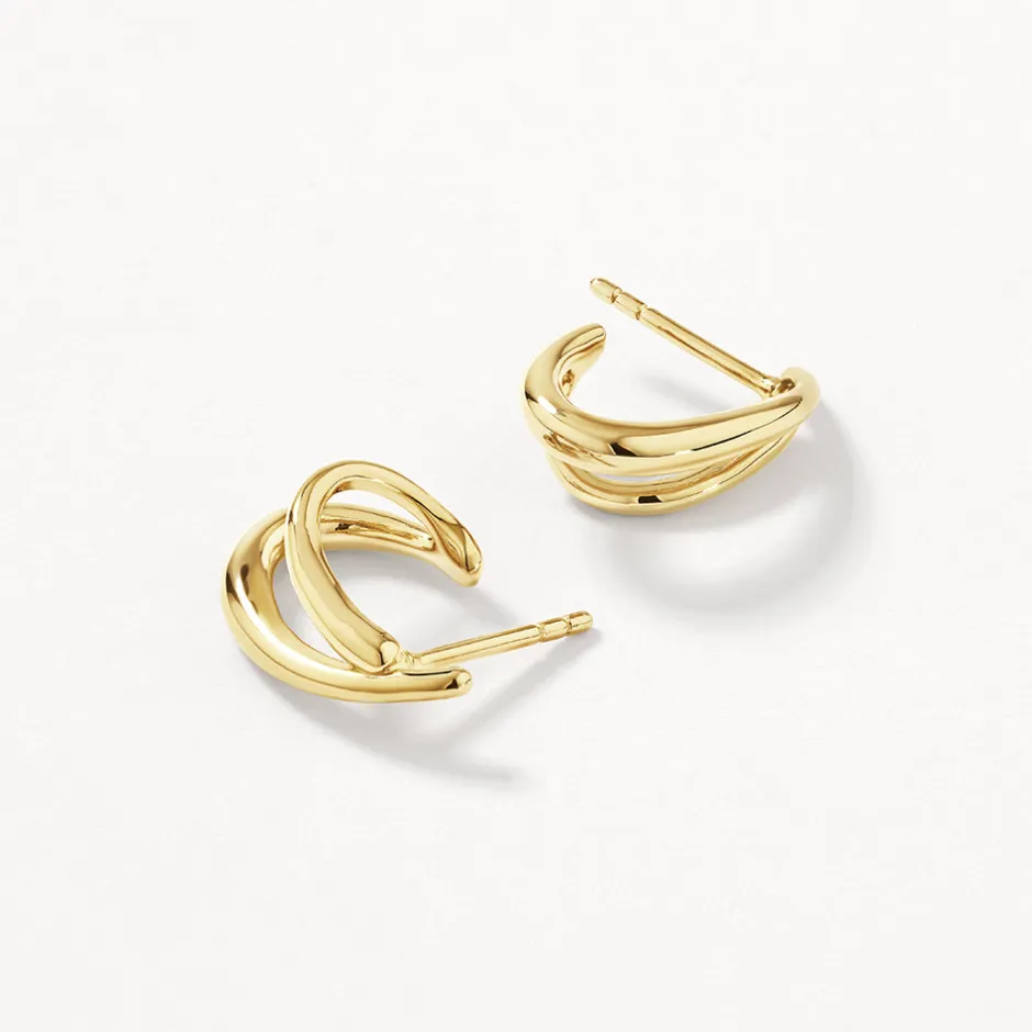 Fashion Double Split Hoop Stud Earrings in Gold 18k Fine Gold Plated | Earrings