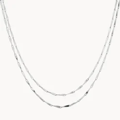 New Double Twist Bar Link Chain Necklace in Silver 925 Sterling Silver | Necklaces & Pendants