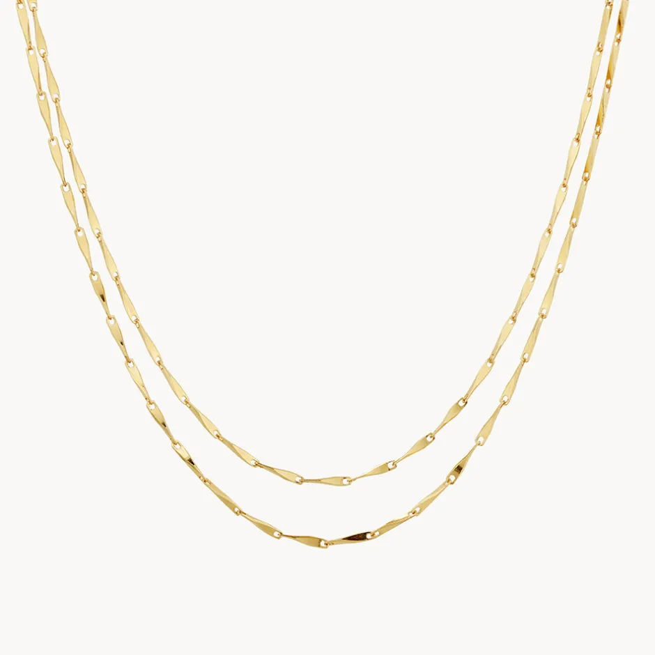 Online Double Twist Bar Link Chain Necklace in Gold 18k Fine Gold Plated | Necklaces & Pendants