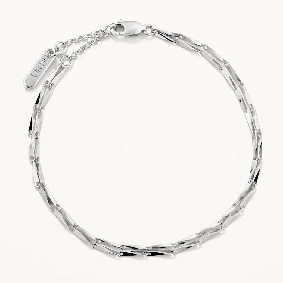 Outlet Double Twist Bar Link Chain Bracelet in Silver 925 Sterling Silver | Bracelets & Bangles