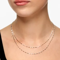 New Double Twist Bar Link Chain Necklace in Silver 925 Sterling Silver | Necklaces & Pendants