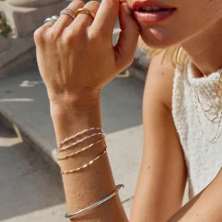 New Double Twist Bar Link Chain Bracelet in Gold 18k Fine Gold Plated | Bracelets & Bangles