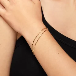 New Double Twist Bar Link Chain Bracelet in Gold 18k Fine Gold Plated | Bracelets & Bangles
