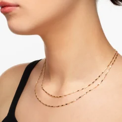 Online Double Twist Bar Link Chain Necklace in Gold 18k Fine Gold Plated | Necklaces & Pendants