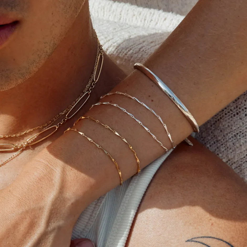 Outlet Double Twist Bar Link Chain Bracelet in Silver 925 Sterling Silver | Bracelets & Bangles