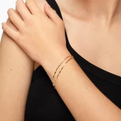 New Double Twist Bar Link Chain Bracelet in Gold 18k Fine Gold Plated | Bracelets & Bangles