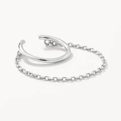 Clearance Drop Chain Single Ear Cuff in Silver 925 Sterling Silver | Earrings