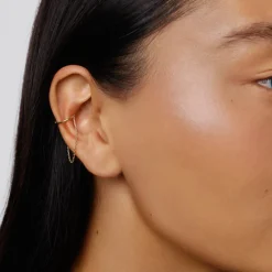 Online Drop Chain Single Ear Cuff in 10k Gold 10k Gold | Earrings