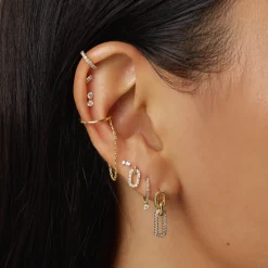 Online Drop Chain Single Ear Cuff in 10k Gold 10k Gold | Earrings