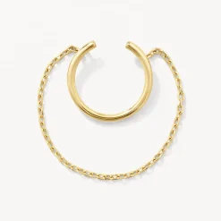 Online Drop Chain Single Ear Cuff in 10k Gold 10k Gold | Earrings