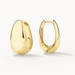 Outlet Drop Dome Hoops in Gold Best Selling Gifts | 18k Fine Gold Plated