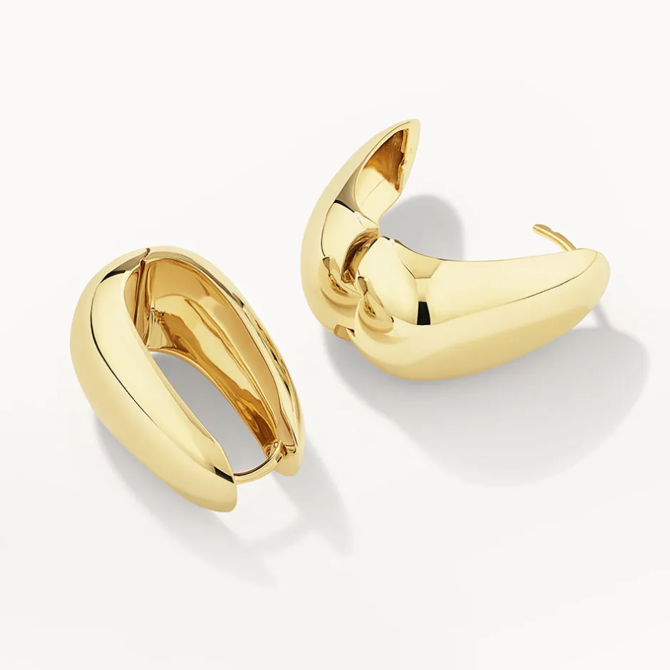 Outlet Drop Dome Hoops in Gold Best Selling Gifts | 18k Fine Gold Plated