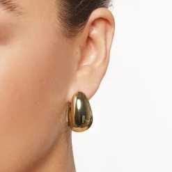 Outlet Drop Dome Hoops in Gold Best Selling Gifts | 18k Fine Gold Plated