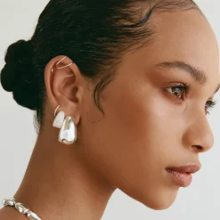 Sale Drop Dome Hoops in Silver Best Selling Gifts | 925 Sterling Silver