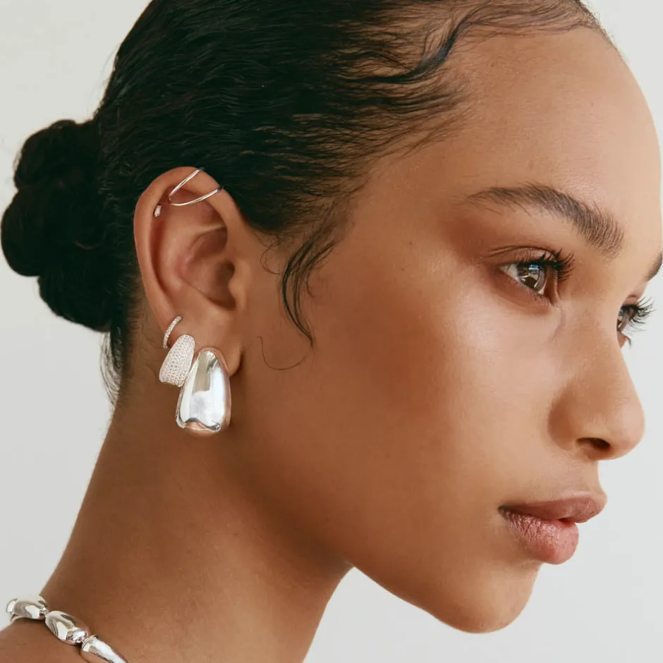Sale Drop Dome Hoops in Silver Best Selling Gifts | 925 Sterling Silver