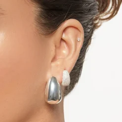 Sale Drop Dome Hoops in Silver Best Selling Gifts | 925 Sterling Silver