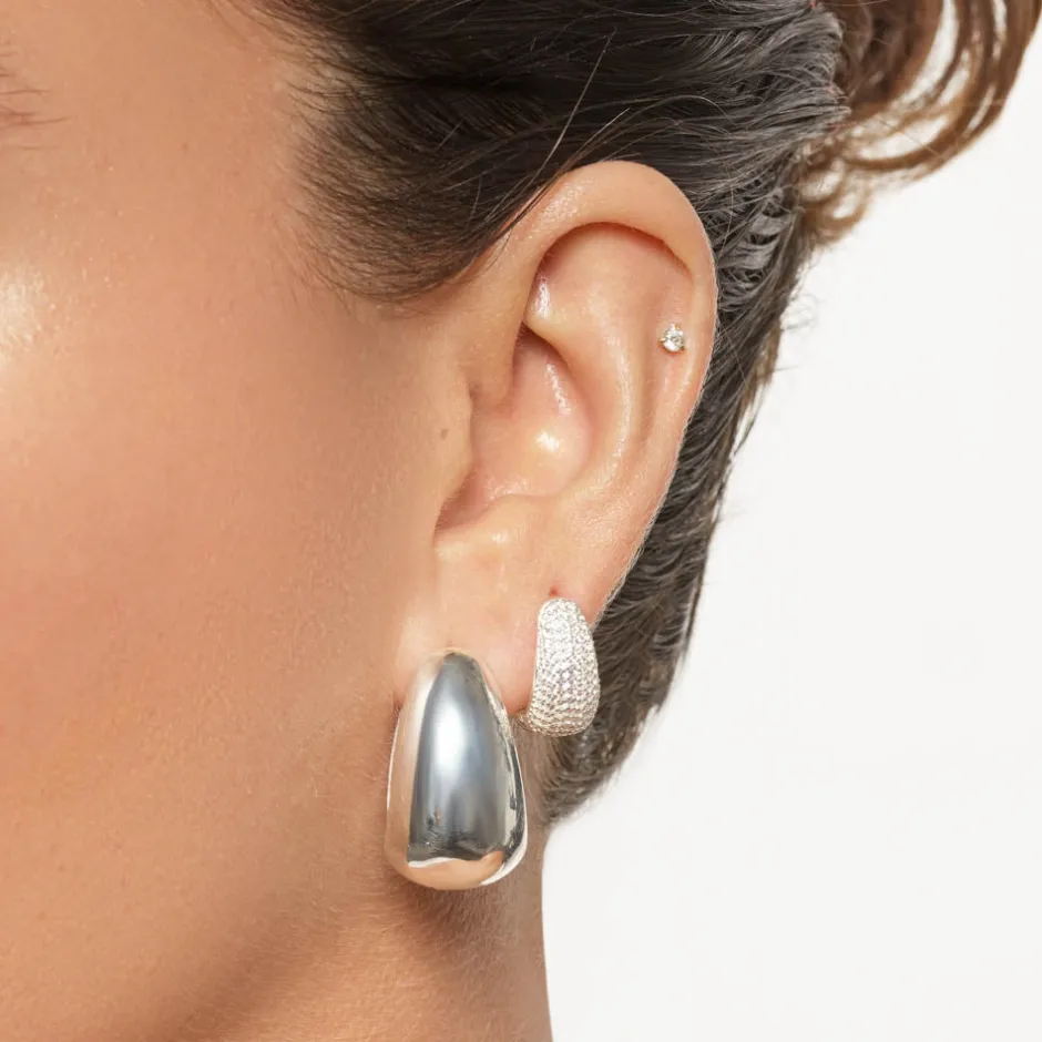 Sale Drop Dome Hoops in Silver Best Selling Gifts | 925 Sterling Silver