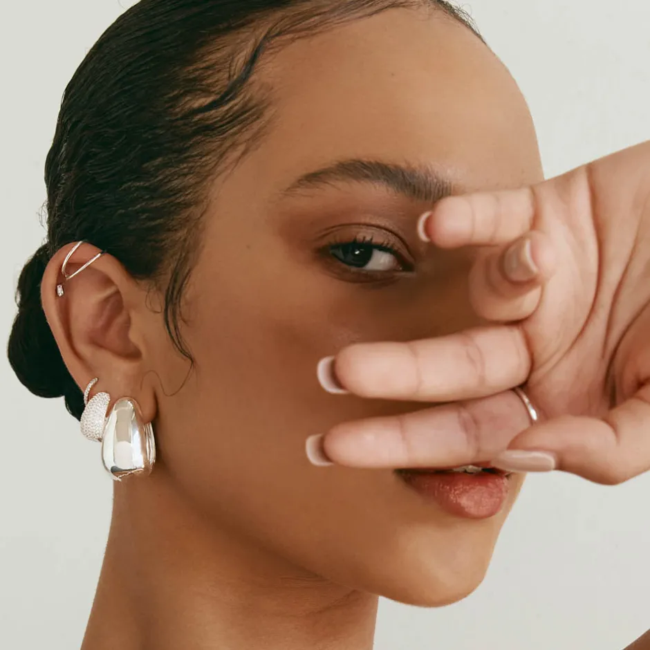 Sale Drop Dome Hoops in Silver Best Selling Gifts | 925 Sterling Silver