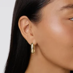Sale Elongated Dome Hoops in Gold Under $150 | 18k Fine Gold Plated