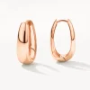 Online Elongated Dome Hoops in Rose Gold Under $150 | 18k Fine Rose Gold Plated