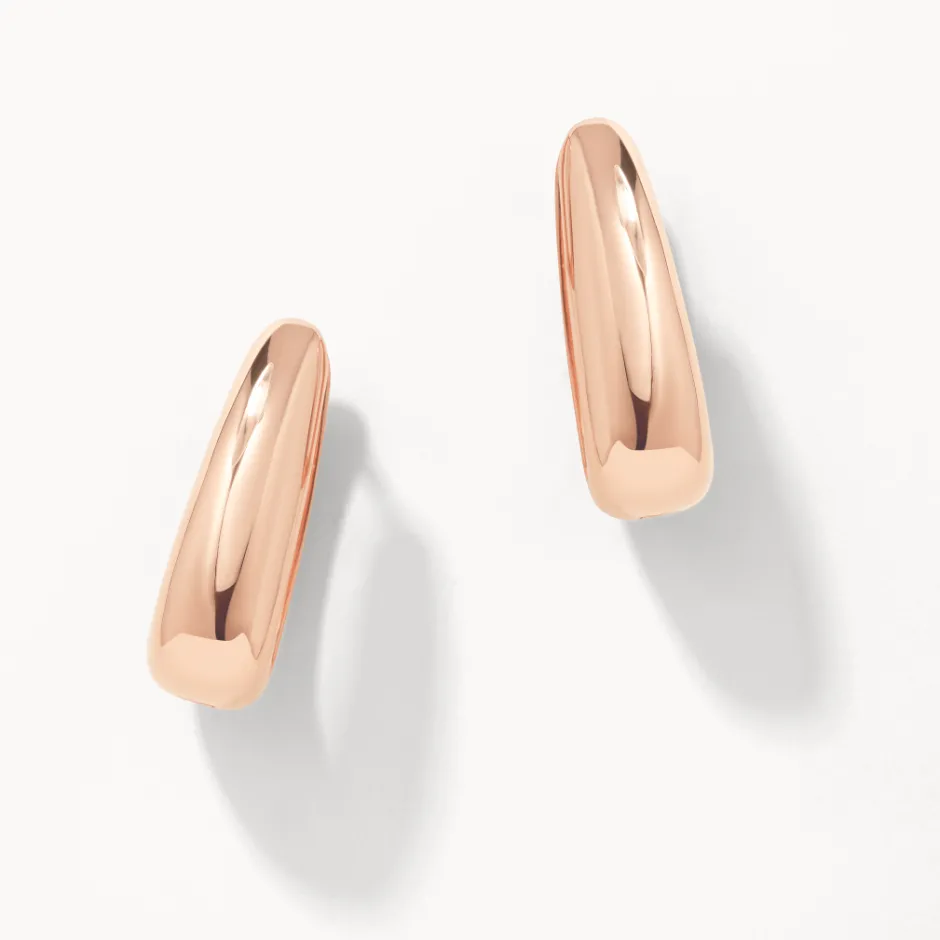 Online Elongated Dome Hoops in Rose Gold Under $150 | 18k Fine Rose Gold Plated