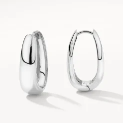 Hot Elongated Dome Hoops in Silver Under $150 | 925 Sterling Silver
