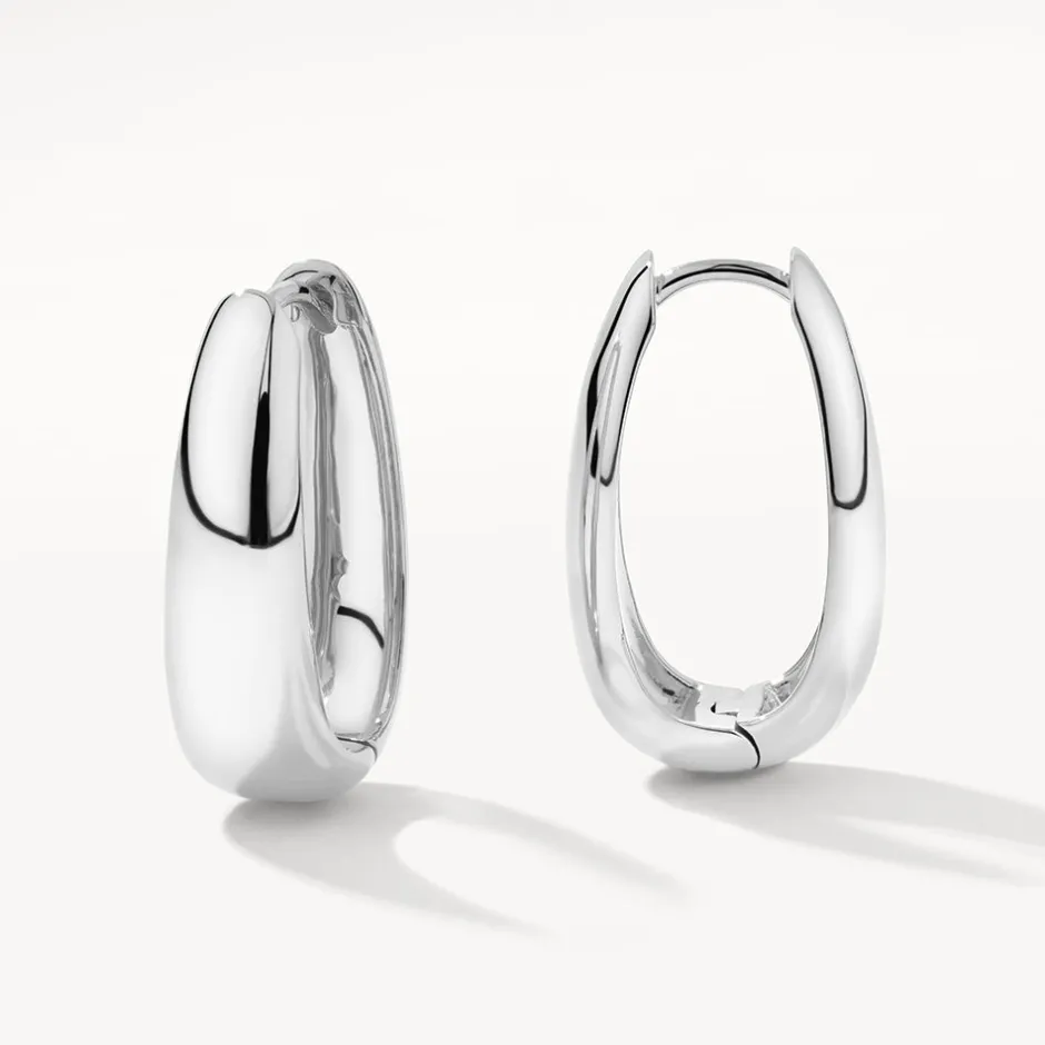 Hot Elongated Dome Hoops in Silver Under $150 | 925 Sterling Silver