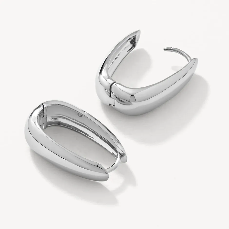 Hot Elongated Dome Hoops in Silver Under $150 | 925 Sterling Silver