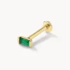 Outlet Emerald Baguette Helix Single Stud Earring in 10k Gold Natural Gemstones | 10k Gold