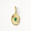 Best Emerald Sunray Oval Pendant in Gold 18k Fine Gold Plated | Personalisation