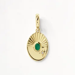 Best Emerald Sunray Oval Pendant in Gold 18k Fine Gold Plated | Personalisation